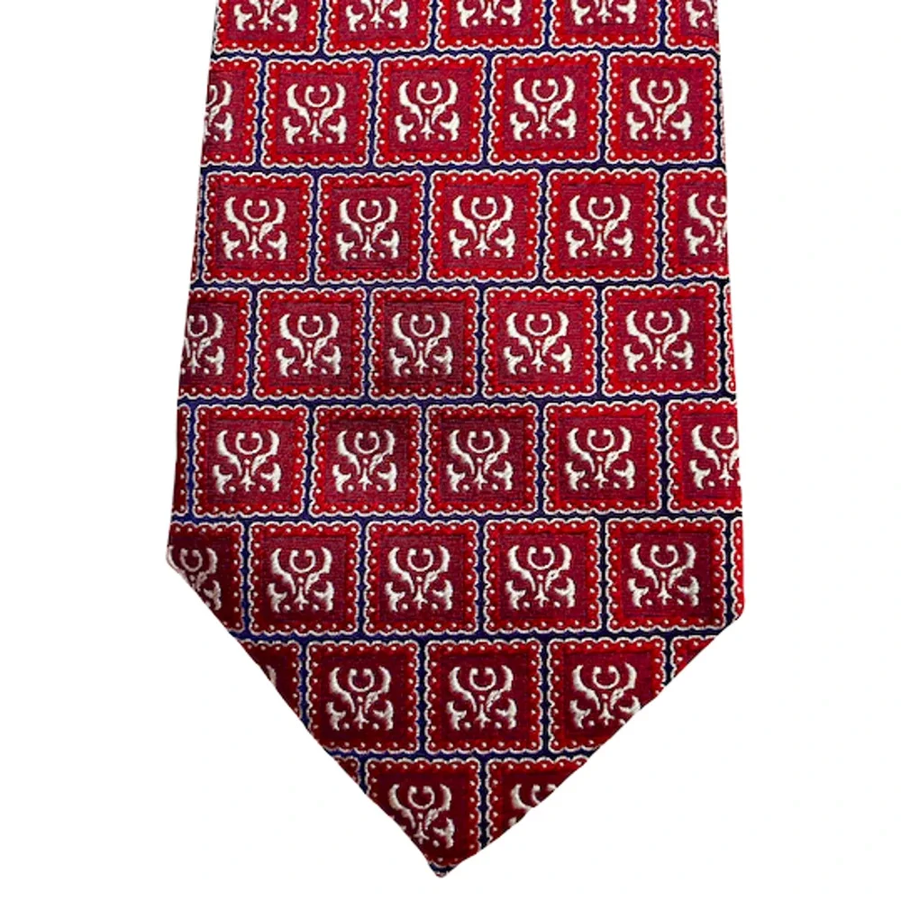 Daniel Cremieux Mantero Nwt Red Square Blue 100% Silk Handmade in Italy Neck Tie